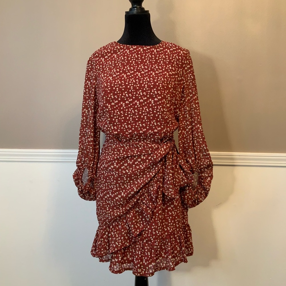 Hello Molly Burgundy floral mini dress